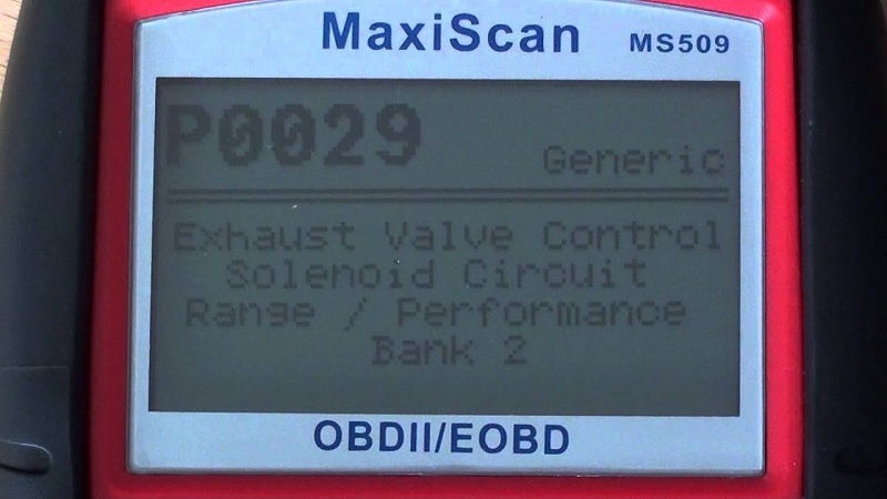 P0029 Exhaust Valve Control Solenoid Circuit RangePerformance Bank 2